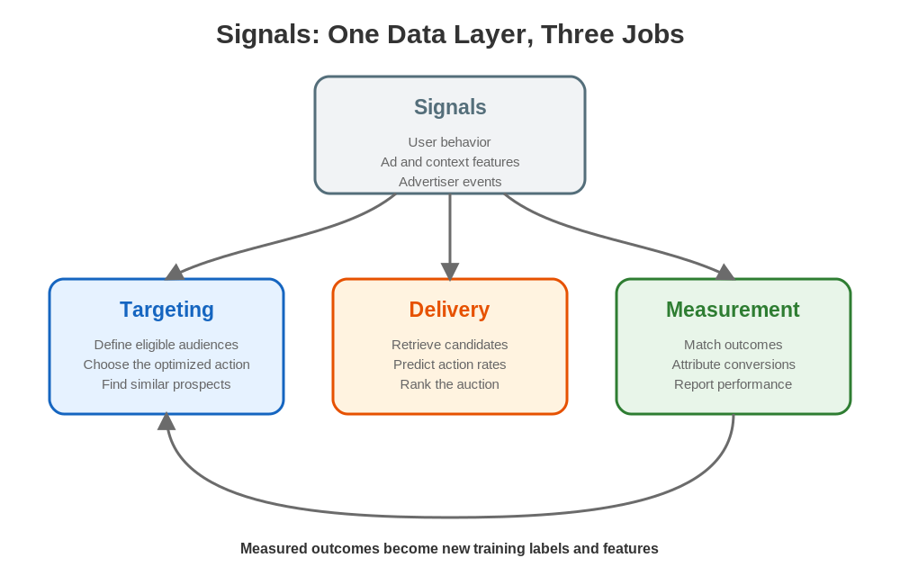 Signals: one data layer, three jobs